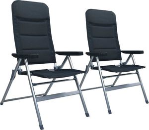 vidaXL Rozkładane krzesła ogrodowe, 2 sztuki, aluminiowe, czarne 1