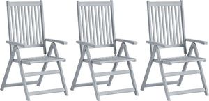 vidaXL Rozkładane krzesła ogrodowe, 3 szt., szare, drewno akacjowe 1