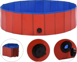 vidaXL Składany basen dla psa, czerwony, 120 x 30 cm, PVC 2