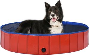 vidaXL Składany basen dla psa, czerwony, 160 x 30 cm, PVC 1