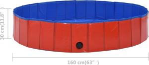 vidaXL Składany basen dla psa, czerwony, 160 x 30 cm, PVC 2