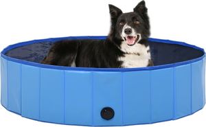 vidaXL Składany basen dla psa, niebieski, 120 x 30 cm, PVC 1