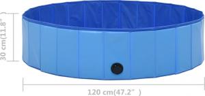vidaXL Składany basen dla psa, niebieski, 120 x 30 cm, PVC 9