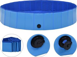 vidaXL Składany basen dla psa, niebieski, 160 x 30 cm, PVC 1