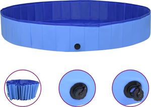 vidaXL Składany basen dla psa, niebieski, 300x40 cm, PVC 1