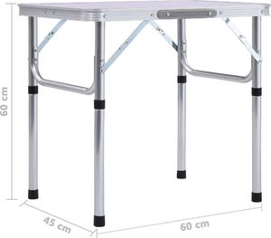 vidaXL Stolik turystyczny składany biały 60x45cm 8