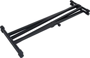 vidaXL Statyw pod keyboard, z podwójną ramą i stołkiem, czarny 4