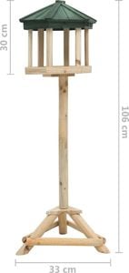 vidaXL Stojący karmnik dla ptaków, lite drewno jodłowe, 33x106 cm 7