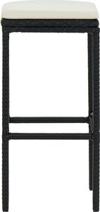 vidaXL Stołki barowe z poduszkami, 2 szt., czarne, polirattan 5