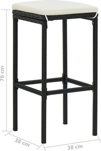 vidaXL Stołki barowe z poduszkami, 2 szt., czarne, polirattan 8