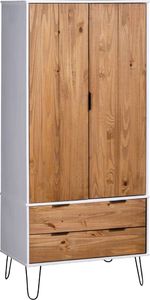 vidaXL Szafa New York Range, biel i jasne drewno, lite drewno sosnowe 1