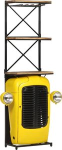vidaXL Szafka na wino, żółta, 49x31x170 cm, traktor, lite drewno mango 1