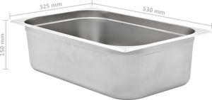 vidaXL Pojemniki gastronomiczne 2 szt. GN 1/1, 150 mm, stal nierdzewna 8