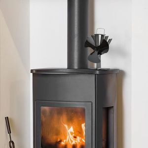 vidaXL Zasilany ciepłem wentylator kominkowy, 3 łopatki, czarny 2