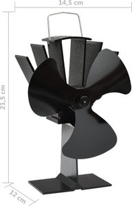 vidaXL Zasilany ciepłem wentylator kominkowy, 3 łopatki, czarny 8