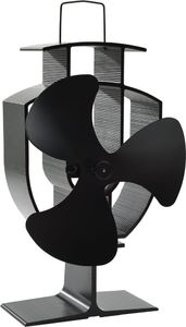 vidaXL Zasilany ciepłem wentylator kominkowy, 3 łopatki, czarny 3