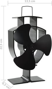 vidaXL Zasilany ciepłem wentylator kominkowy, 3 łopatki, czarny 8