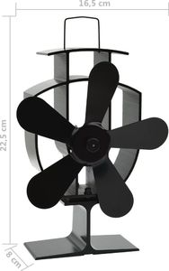 vidaXL Zasilany ciepłem wentylator kominkowy, 5 łopatek, czarny 8
