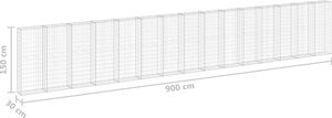 vidaXL Ściana gabionowa z pokrywami, galwanizowana stal, 900x30x150 cm 6
