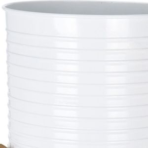 Home Styling Collection Kwietnik osłonka DONICZKA metalowa biała na drewnianym stojaku 50 cm na rośliny kwiaty 3