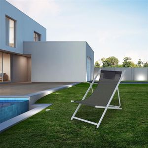 Ambiance Leżak ogrodowy plażowy składany szary metalowy 101x61x91 cm 4