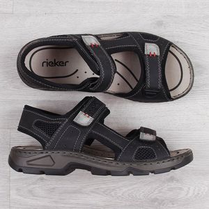 Rieker Sandały męskie na rzepy czarne r. 41 3