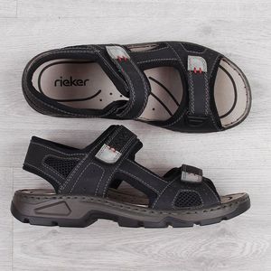 Rieker Sandały męskie na rzepy czarne r. 41 4