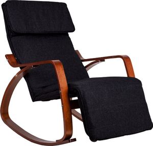ModernHome Fotel bujany regulowany podnóżek drewniane ramiona 1