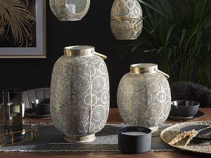 Beliani Lampion 30 cm metalowy złoty LANTAU 2