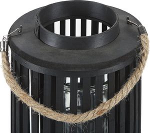 Beliani Lampion drewniany 40 cm czarny LUZON 3