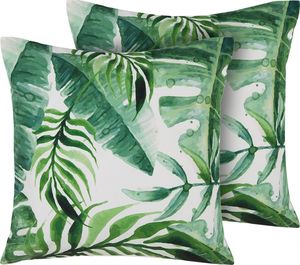 Beliani Zestaw 2 poduszek ogrodowych wzór w liście 45 x 45 cm zielony PAVELLI 1
