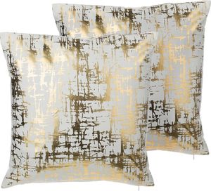 Beliani Zestaw 2 poduszek dekoracyjnych geometryczny wzór 45 x 45 cm złoty GARDENIA 1