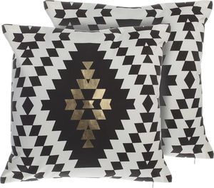 Beliani Zestaw 2 poduszek dekoracyjnych bawełniany w romby 45 x 45 cm czarno-biały COLEUS 1