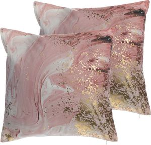 Beliani Zestaw 2 poduszek dekoracyjnych akwarela 45 x 45 cm różowy LANTANA 1
