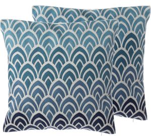 Beliani Zestaw 2 poduszek dekoracyjnych w łuski 45 x 45 cm niebieski NIGELLA 1