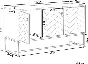 Beliani Komoda trzydrzwiowa jasne drewno z białym NUEVA 6