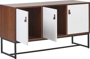 Beliani Komoda trzydrzwiowa ciemne drewno z białym NUEVA 3