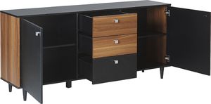 Beliani Komoda czarna z ciemnym drewnem KURO 3