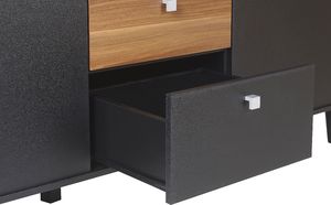 Beliani Komoda czarna z ciemnym drewnem KURO 5