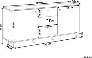 Beliani Komoda czarna z ciemnym drewnem KURO 8