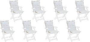 Beliani Zestaw 8 poduszek na krzesła ogrodowe biały MAUI (194832) 1