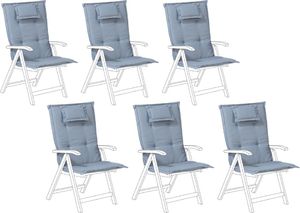 Beliani Zestaw 6 poduszek na krzesła ogrodowe niebieski TOSCANA 1
