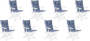 Beliani Zestaw 8 poduszek na krzesła ogrodowe niebieskie MAUI 1