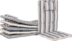 Beliani Zestaw 8 poduszek na krzesła ogrodowe niebiesko-beżowe MAUI 2