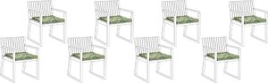 Beliani Zestaw 8 poduszek na krzesła ogrodowe w liście zielony SASSARI 1