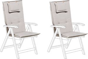 Beliani Zestaw 2 poduszek na krzesła ogrodowe beżowoszary TOSCANA (226457) 1