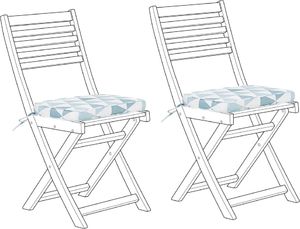 Beliani Zestaw 2 poduszek na krzesło ogrodowe w trójkąty niebieskie FIJI 1