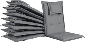 Beliani Zestaw 8 poduszek na krzesła ogrodowe grafitowy MAUI 2