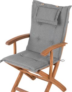 Beliani Zestaw 8 poduszek na krzesła ogrodowe szary MAUI 2