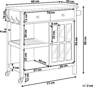 Beliani Wózek kuchenny szary GENOA 8